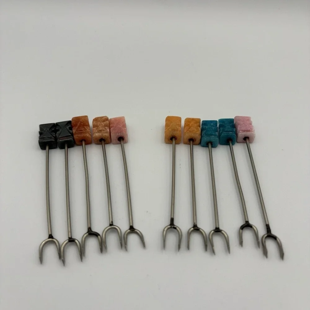 Vtg Easter Island Hors D'oeuvre Appetizer Cocktail Picks (set 10) MCM Multicolor